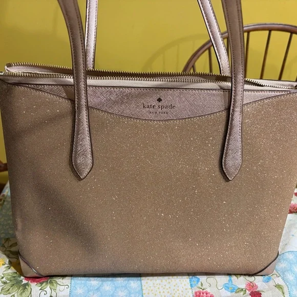 Kate Spade Glittery Tan Tote Bag - Picture 1 of 4